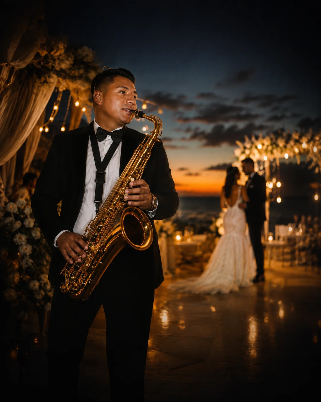 Cairo Sax tocando saxofón en una boda